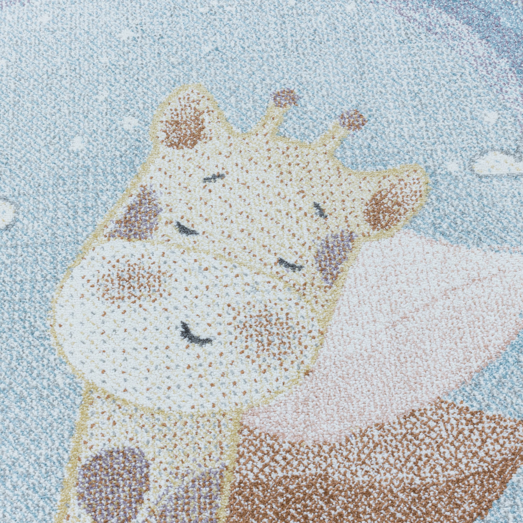 Tapis enfant motif girafe bleu tapis facile d'entretien chambre d'enfant