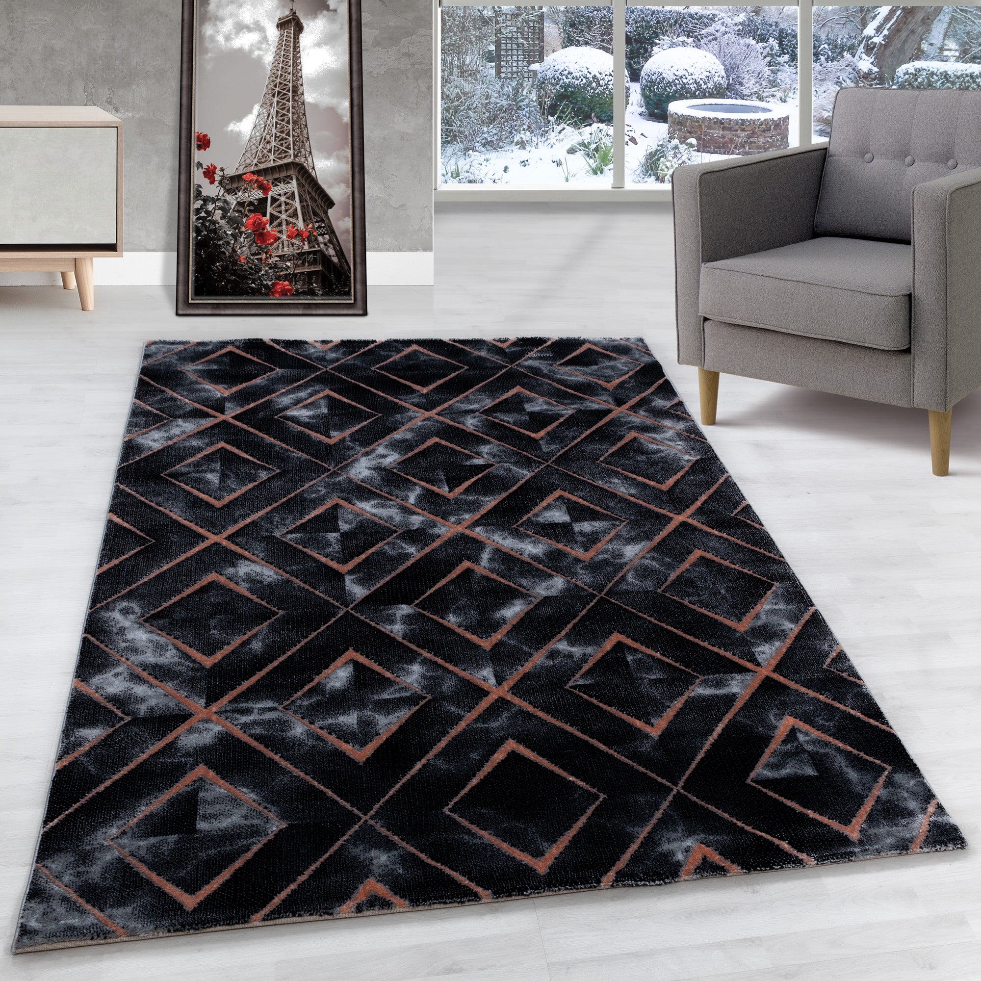 Carpet living room diamond design carpet marble look Scandinavian style