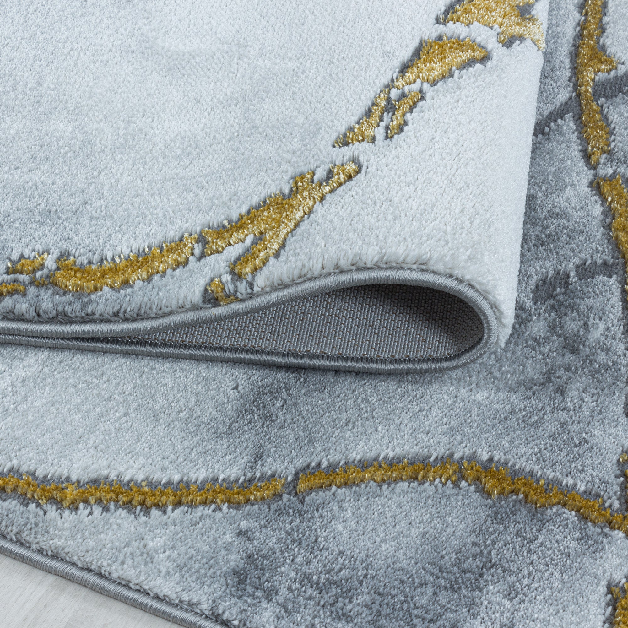 Teppich Wohnzimmer Skandinavisch Design Teppich Marmor Optik mit Glanzfasern