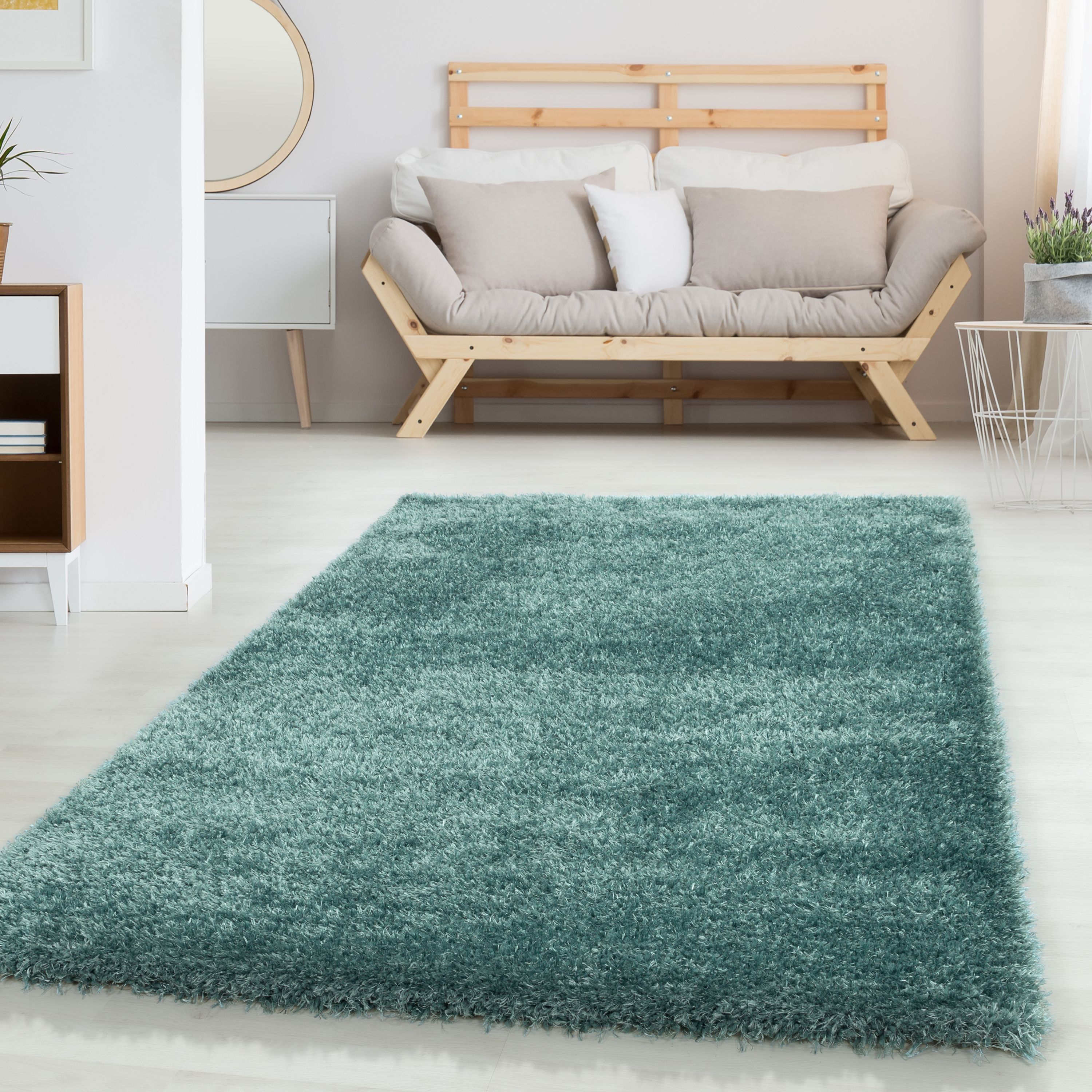 Deep pile rug for living room, plain, long pile, shaggy, fluffy, super soft
