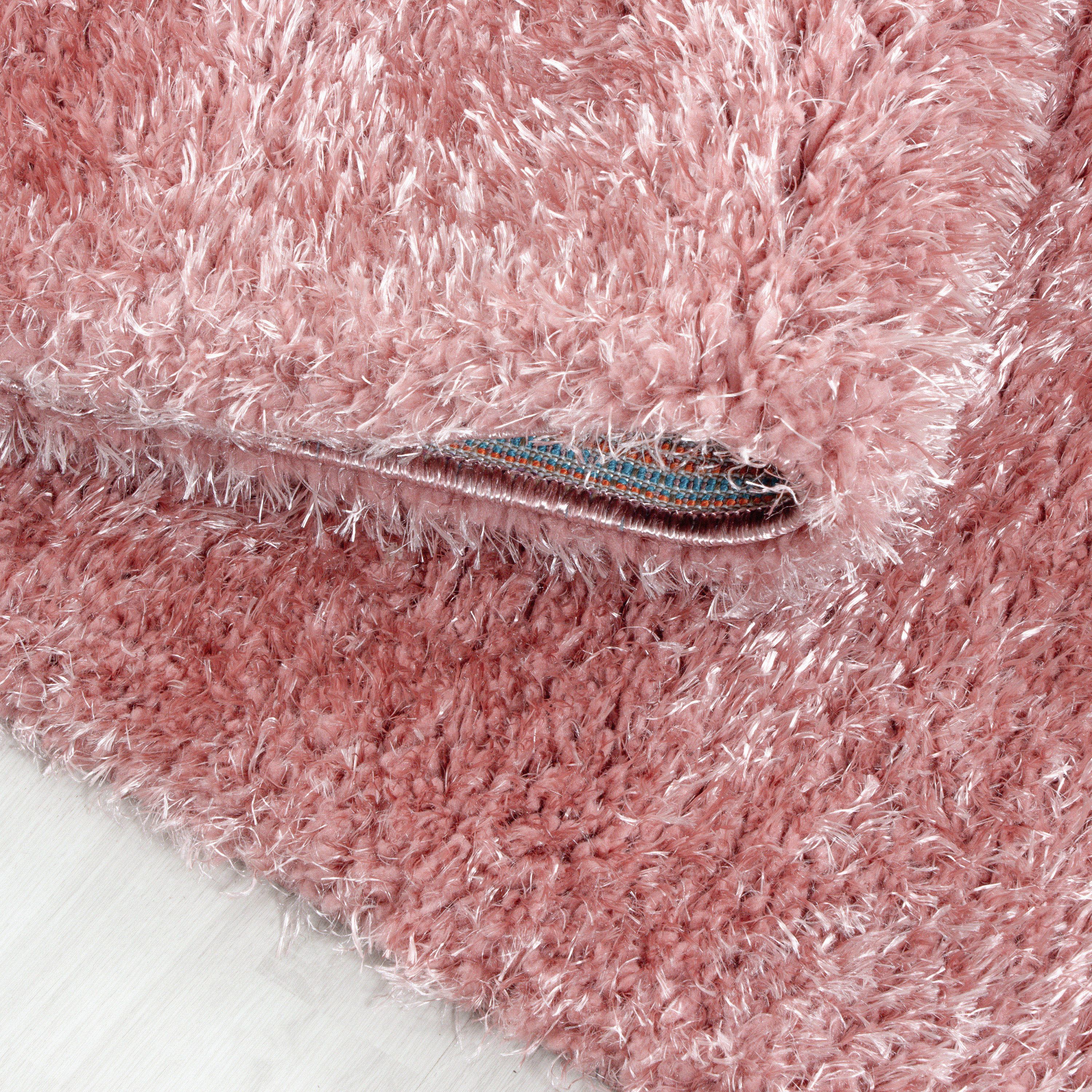 Runder Hochflor Shaggy Teppich Wohnzimmer Langflor Einfarbig Flauschig Weich