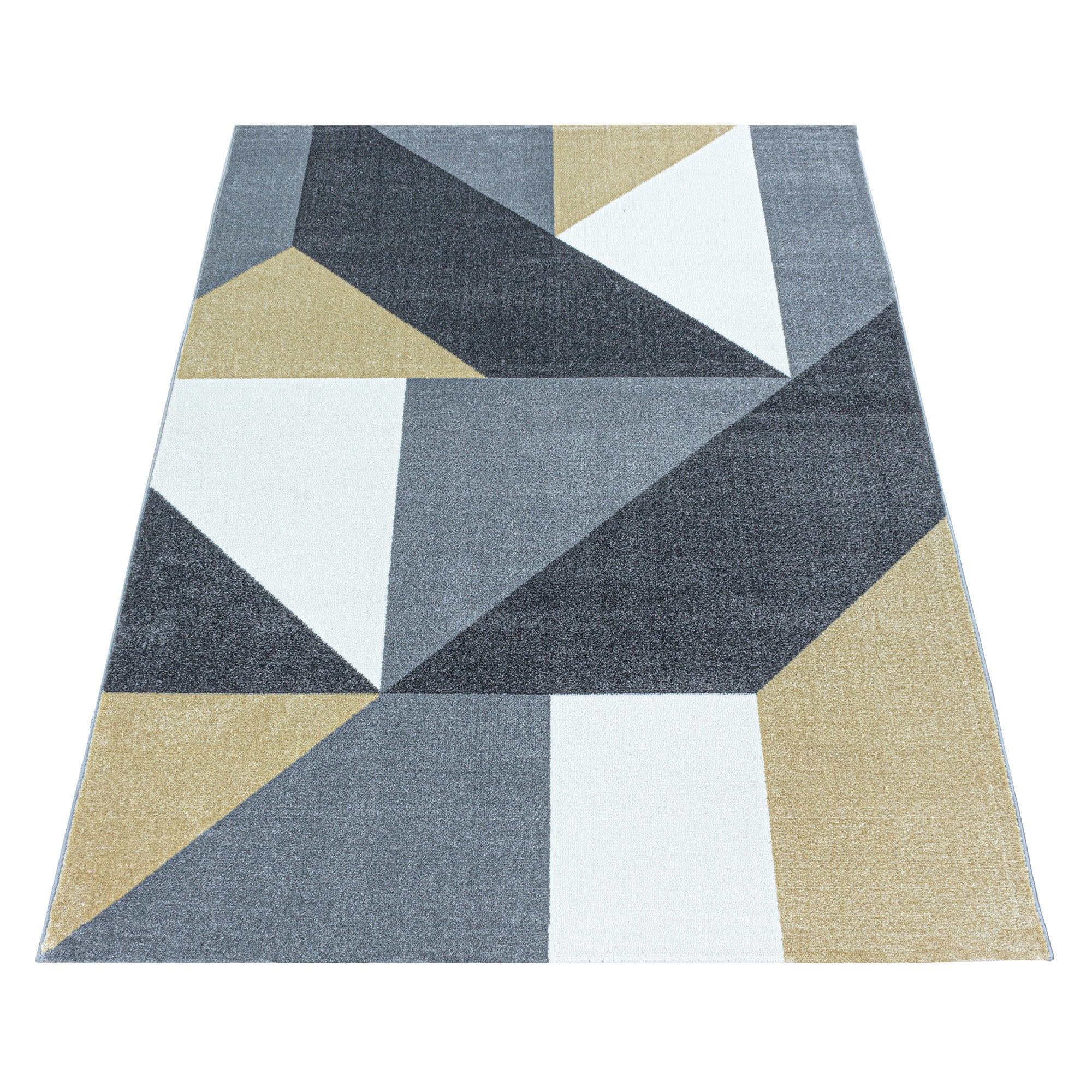 Tapis de salon design moderne, doux, à poils courts, design géométrique, robuste