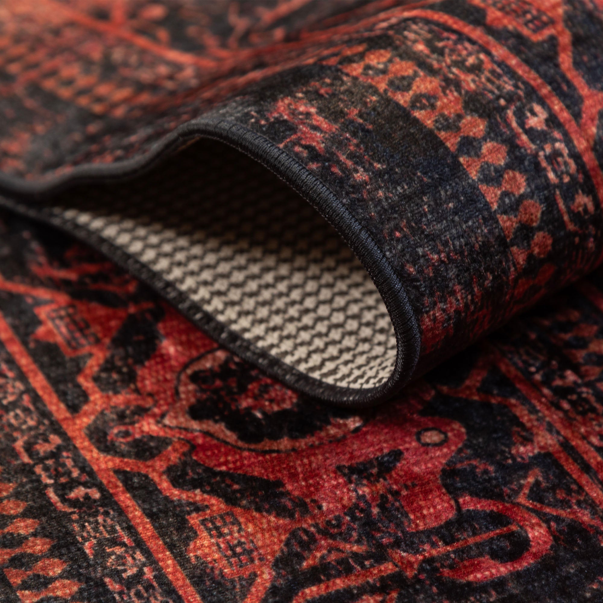 Washable carpet for living room, flat weave, robust, vintage look, non-slip