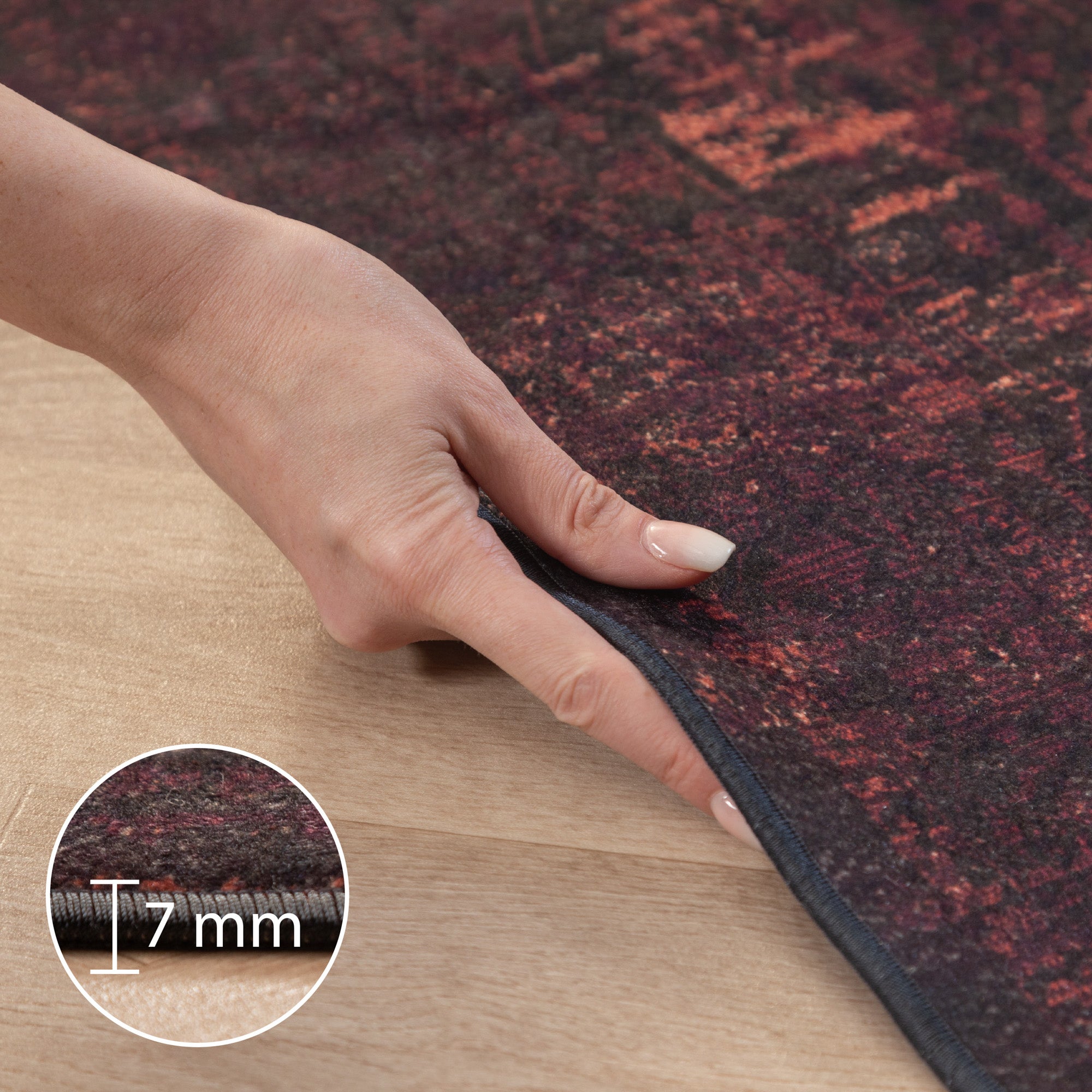 Washable carpet living room flat weave robust oriental design non-slip