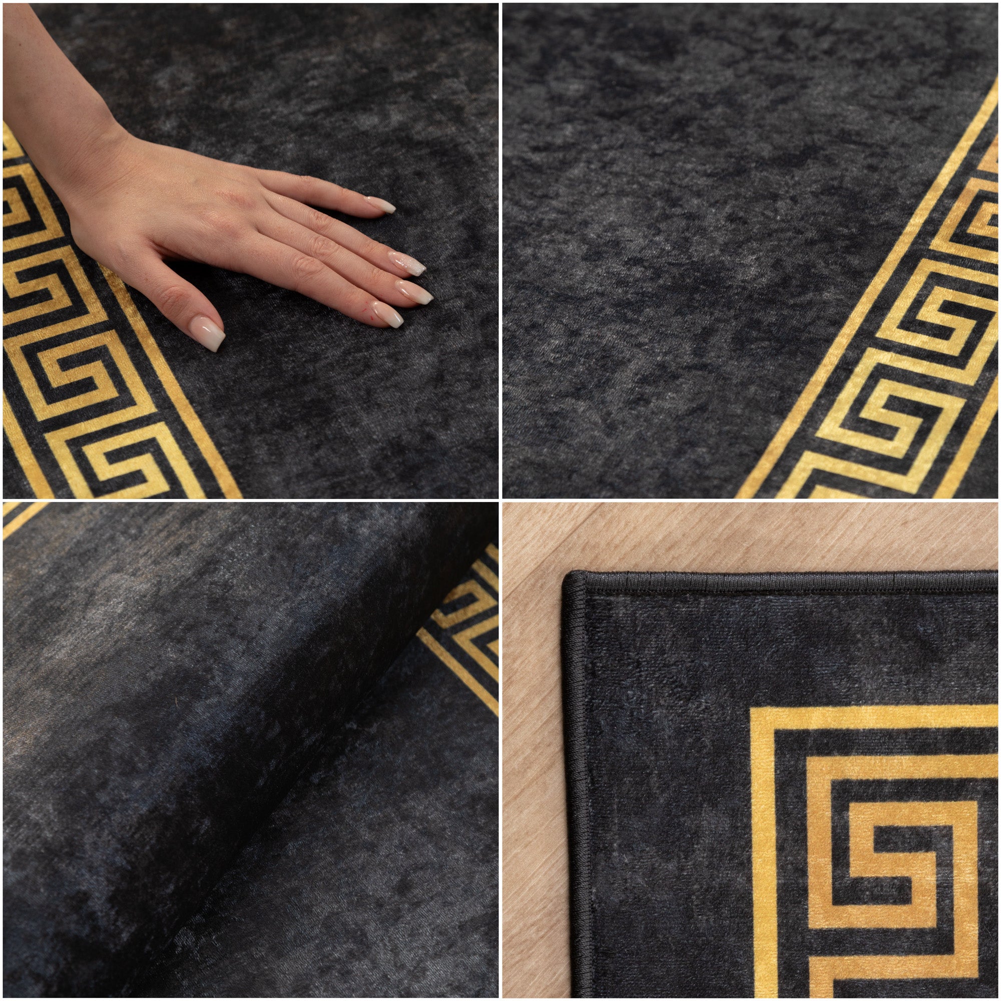 Washable carpet living room flat weave robust meander design non-slip