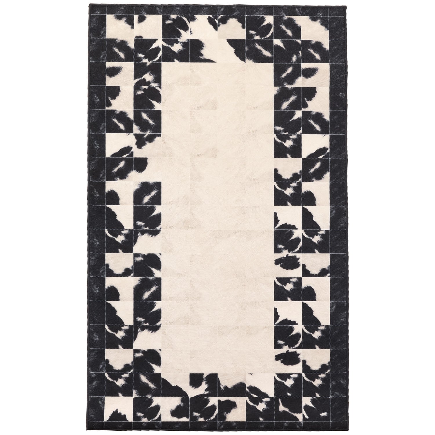 Waschbarer Teppich Wohnzimmer Flachgewebe Robust Patchwork Design Rutschfest