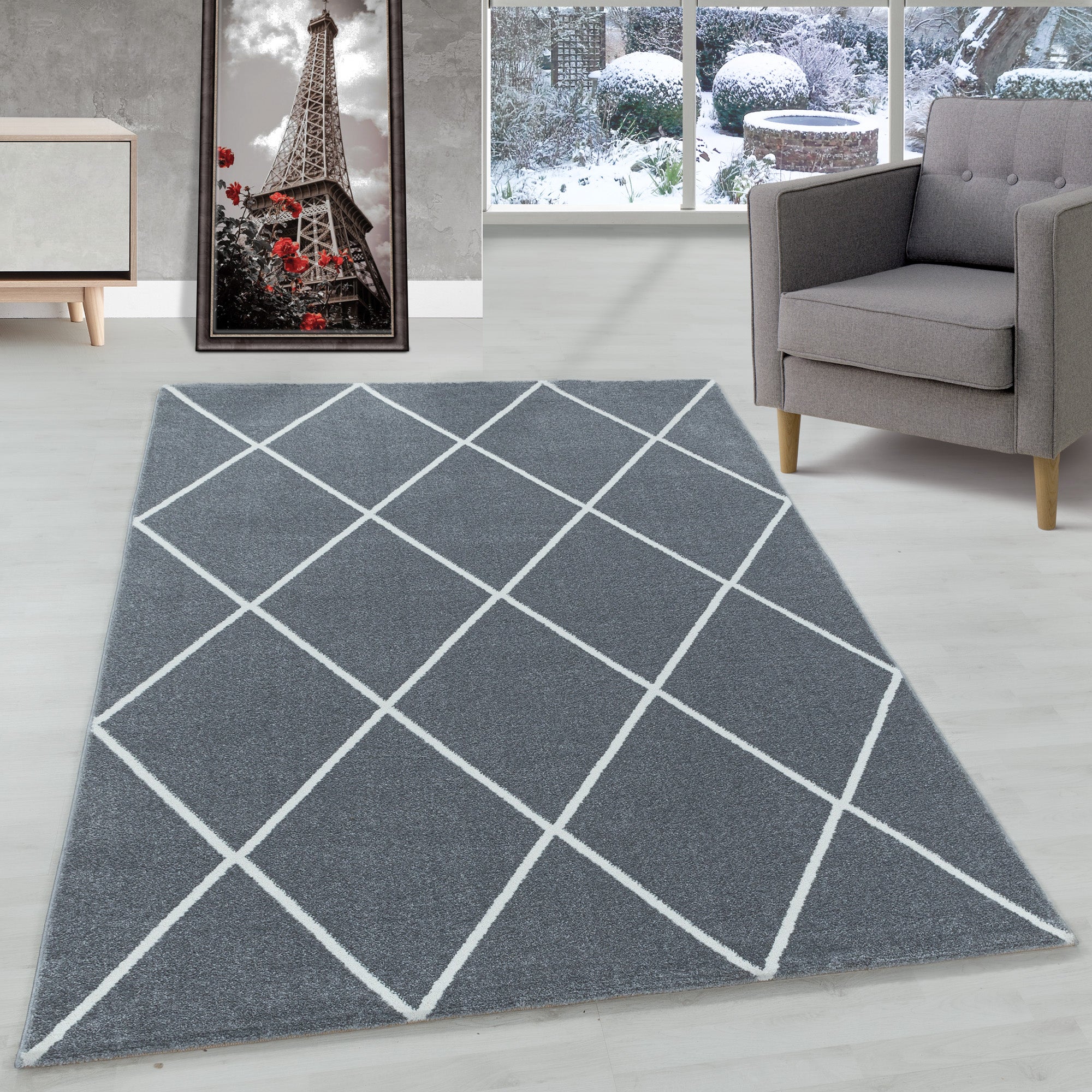 Modern designer short pile carpet living room geometric design robust