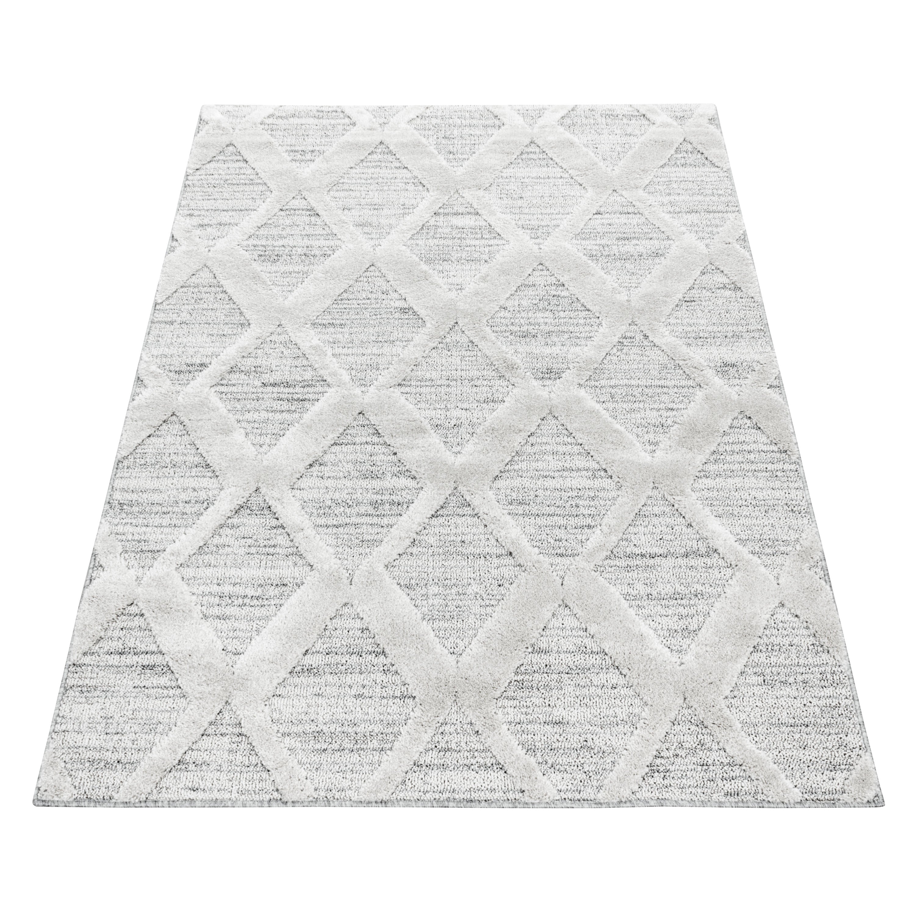 Tapis salon bohème design effet haut-bas look 3D style scandinave