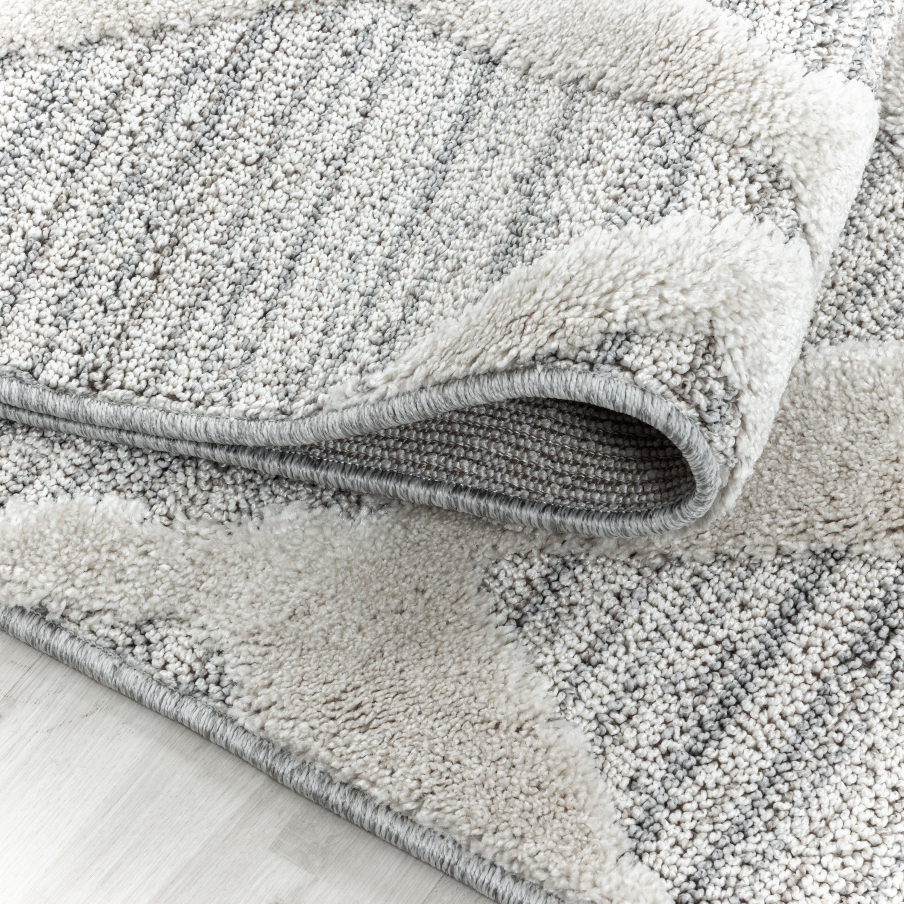 Tapis salon bohème design effet haut-bas look 3D style scandinave