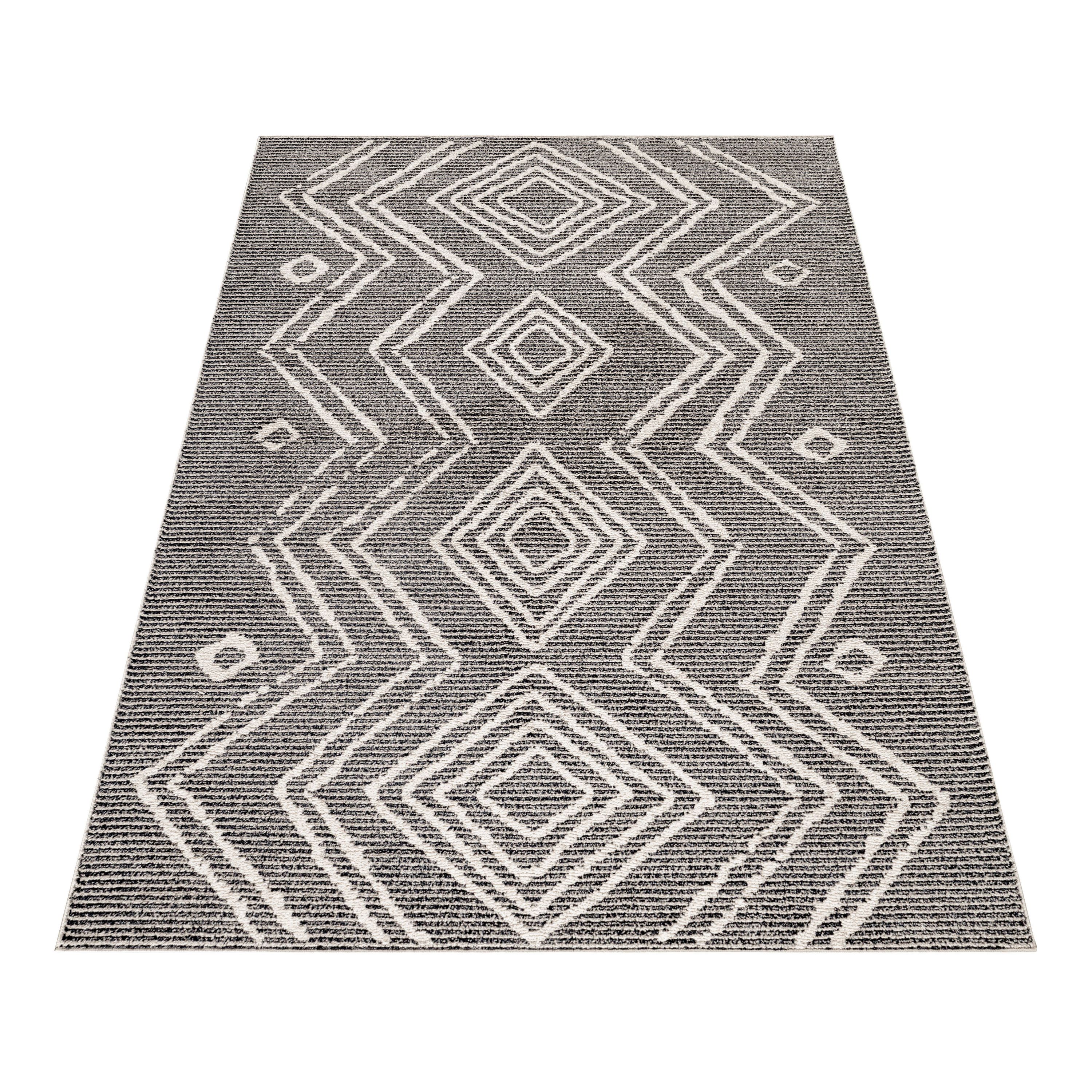 Kurzflor Teppich Wohnzimmer Berber Design Skandinavische Stil Natur Optik