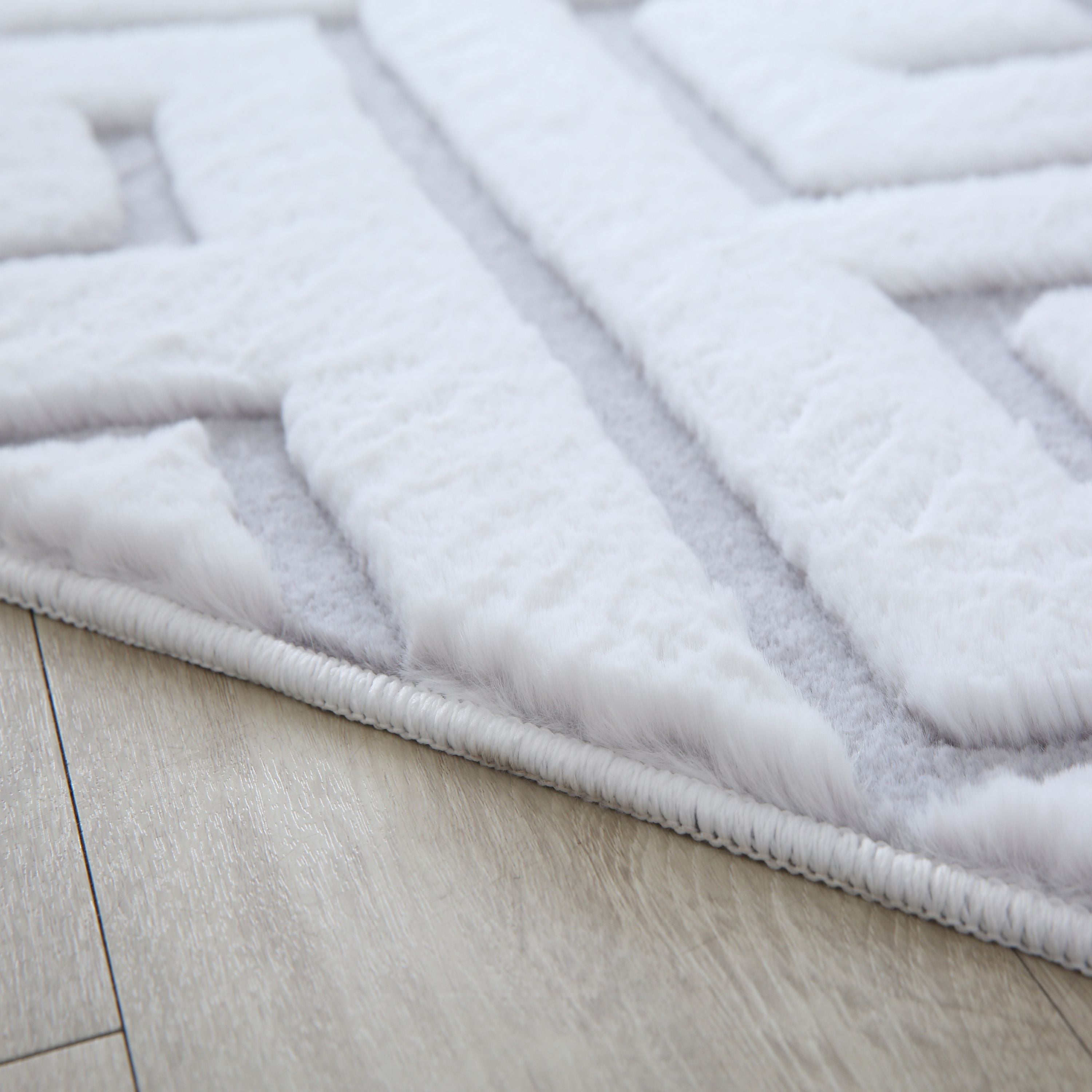 Tapis salon effet 3D design scandinave aspect fourrure douce