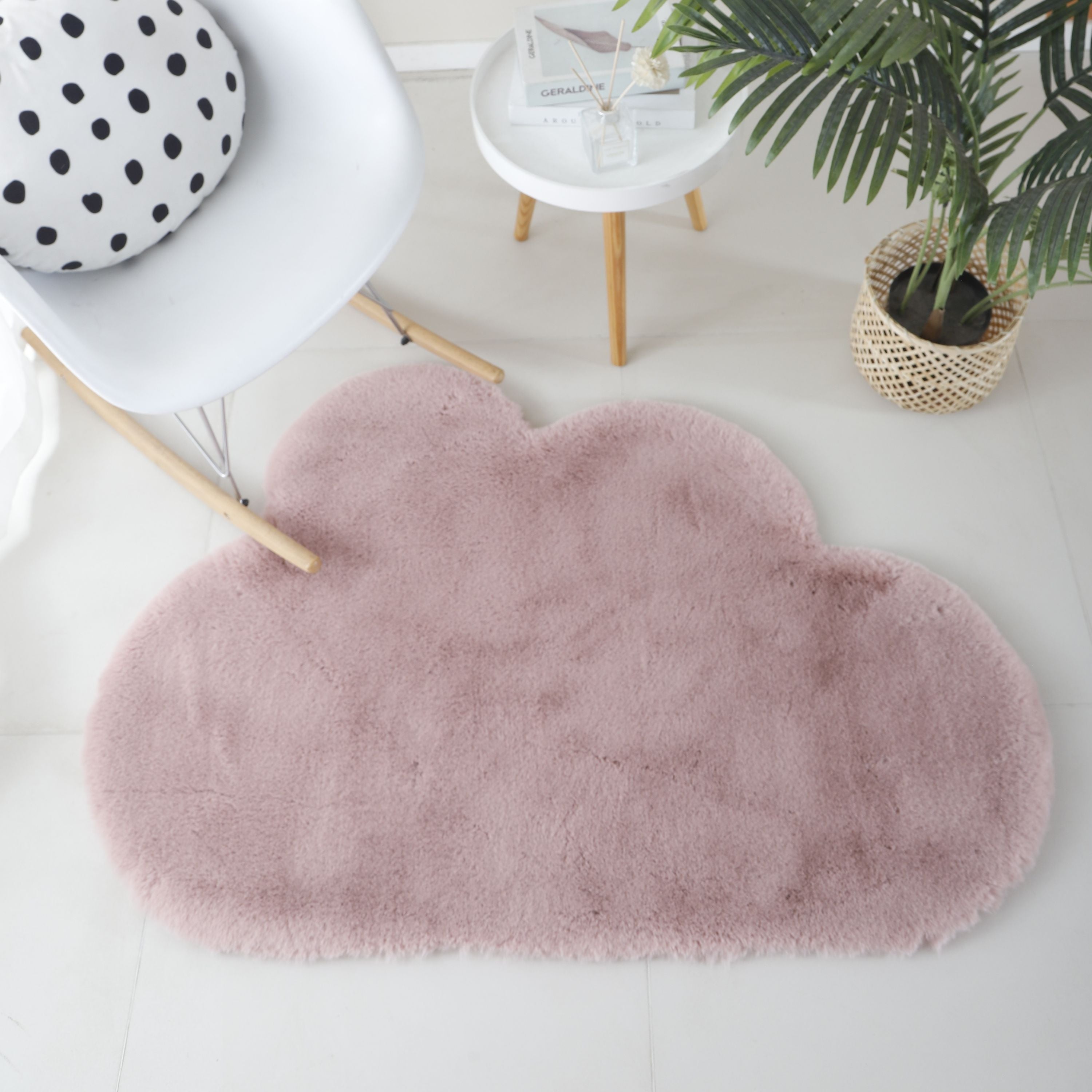 Rug plush plain cloud shape faux fur children's room super soft fur look
