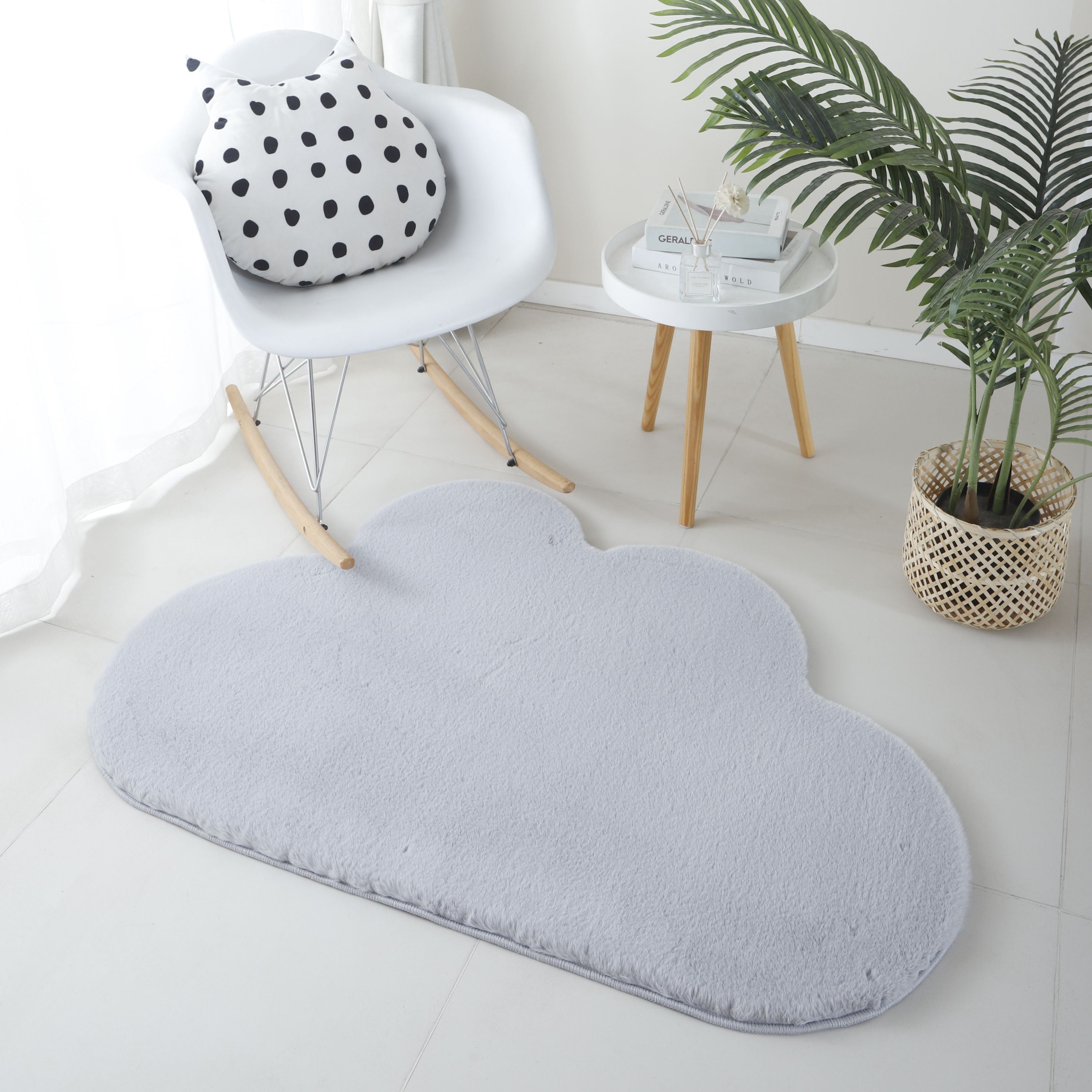 Rug plush plain cloud shape faux fur children's room super soft fur look
