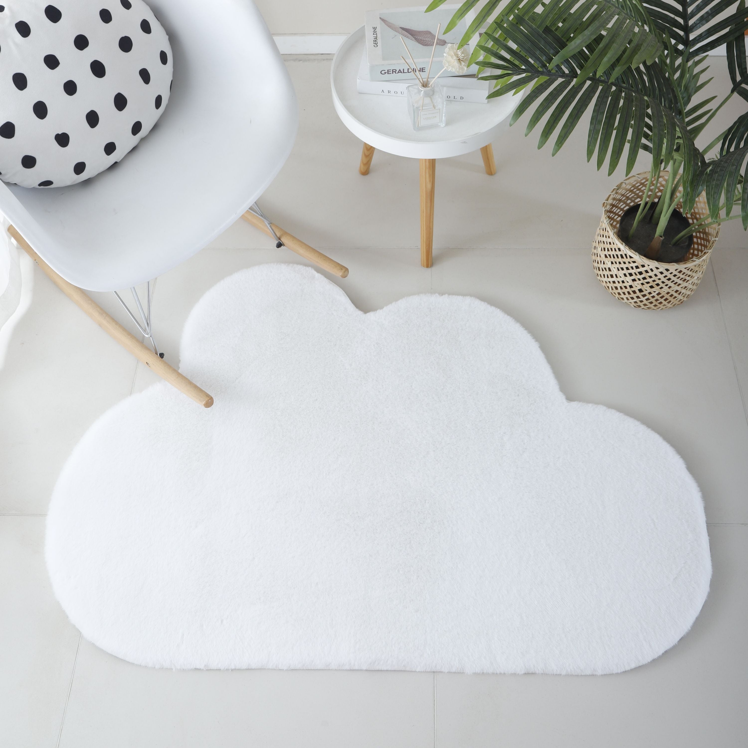 Rug plush plain cloud shape faux fur children's room super soft fur look