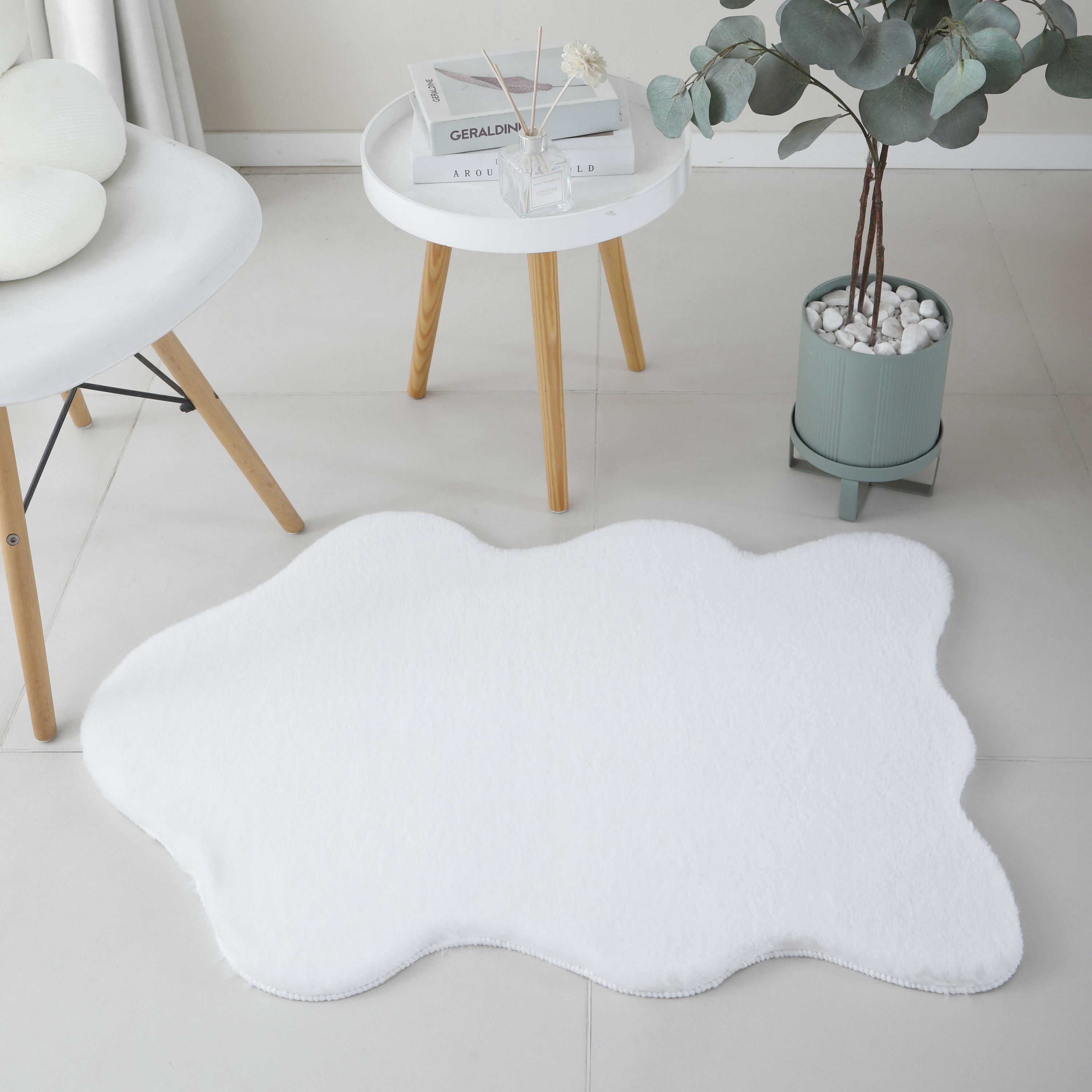 Rug plush plain sheepskin shape faux fur rug bedroom fur look