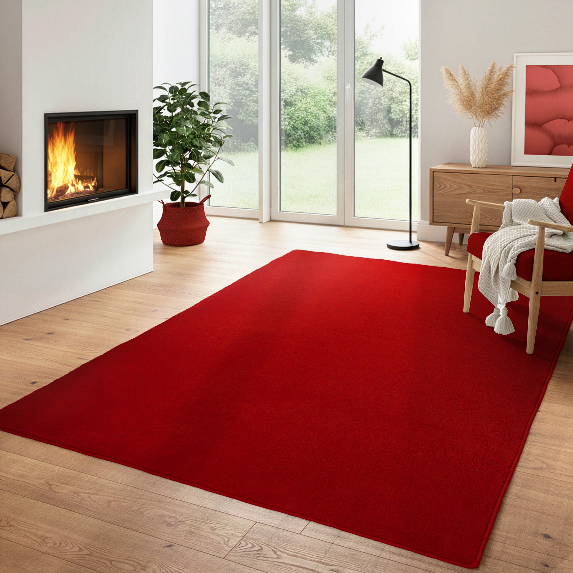Tapis moderne moelleux à poils courts, uni, dos antidérapant, lavable