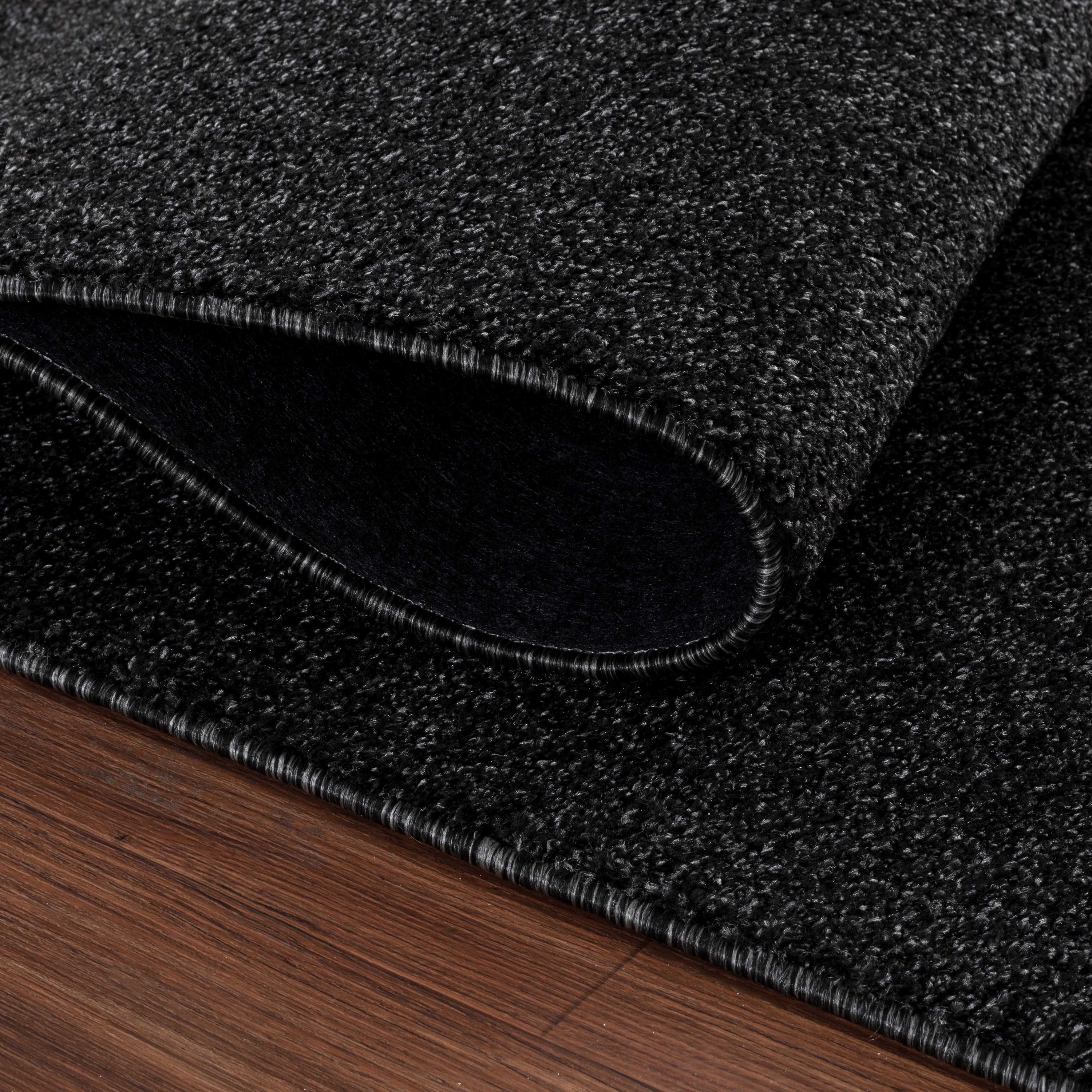 Solid color rug for living room, bedroom, dining room, short pile, soft, anthracite