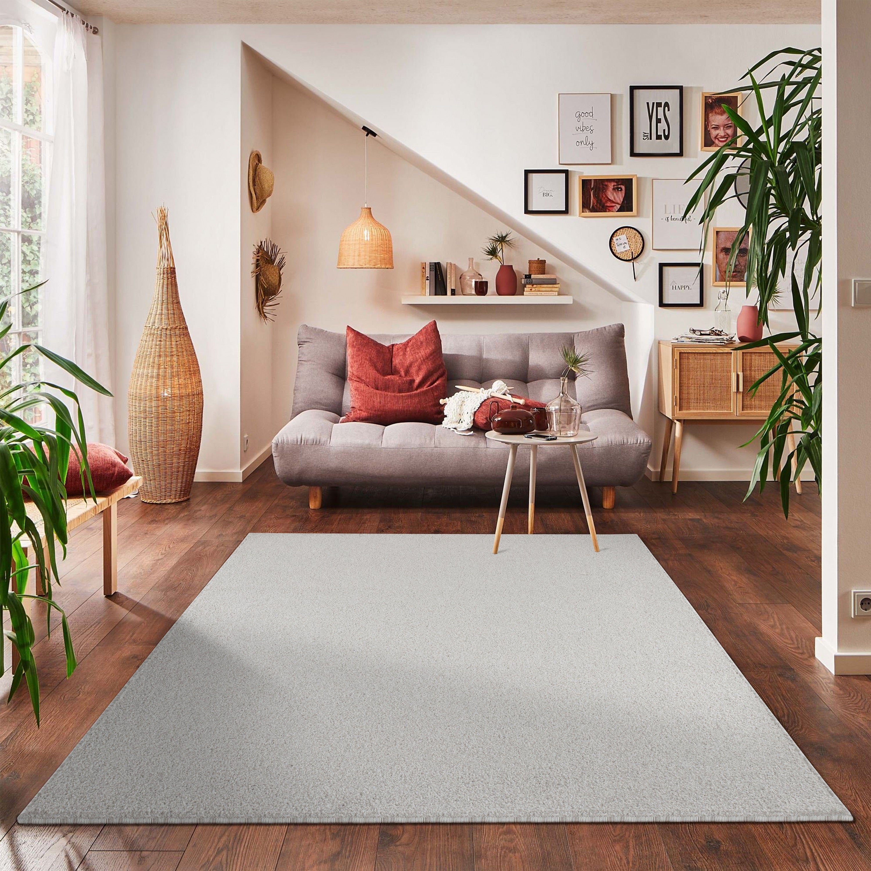 Solid color rug for living room, bedroom, kitchen, short pile, soft, cream