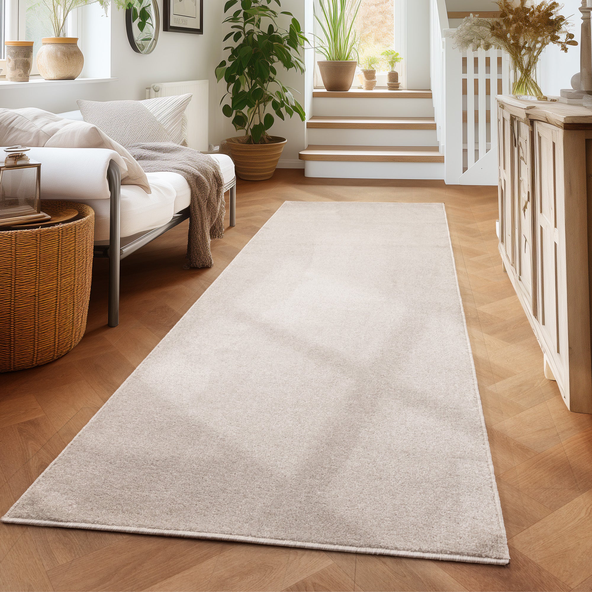 Einfarbiger Teppich Wohnzimmer Schlafzimmer Läufer Küchenteppich Kurzflor Weich
