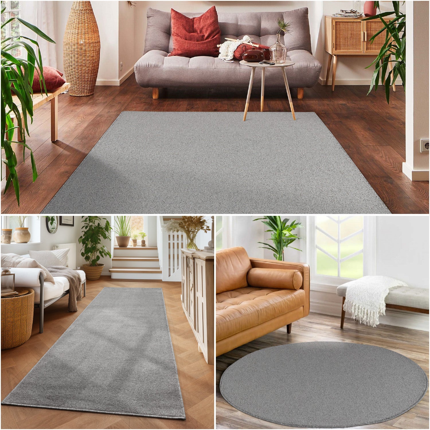 Kurzflor Teppich Rund Wohnzimmer Schlafzimmer Küchenteppich Einfarbig Weich