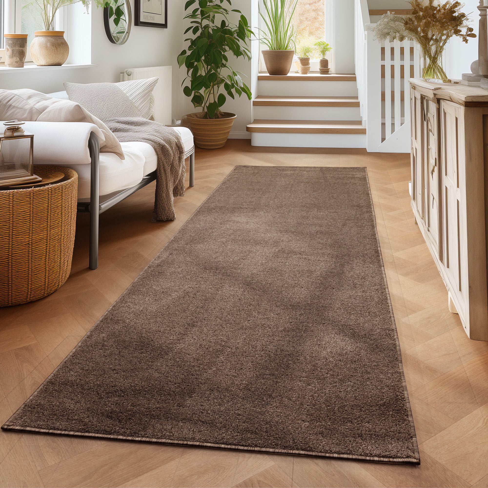 Einfarbiger Teppich Wohnzimmer Schlafzimmer Läufer Küchenteppich Kurzflor Weich