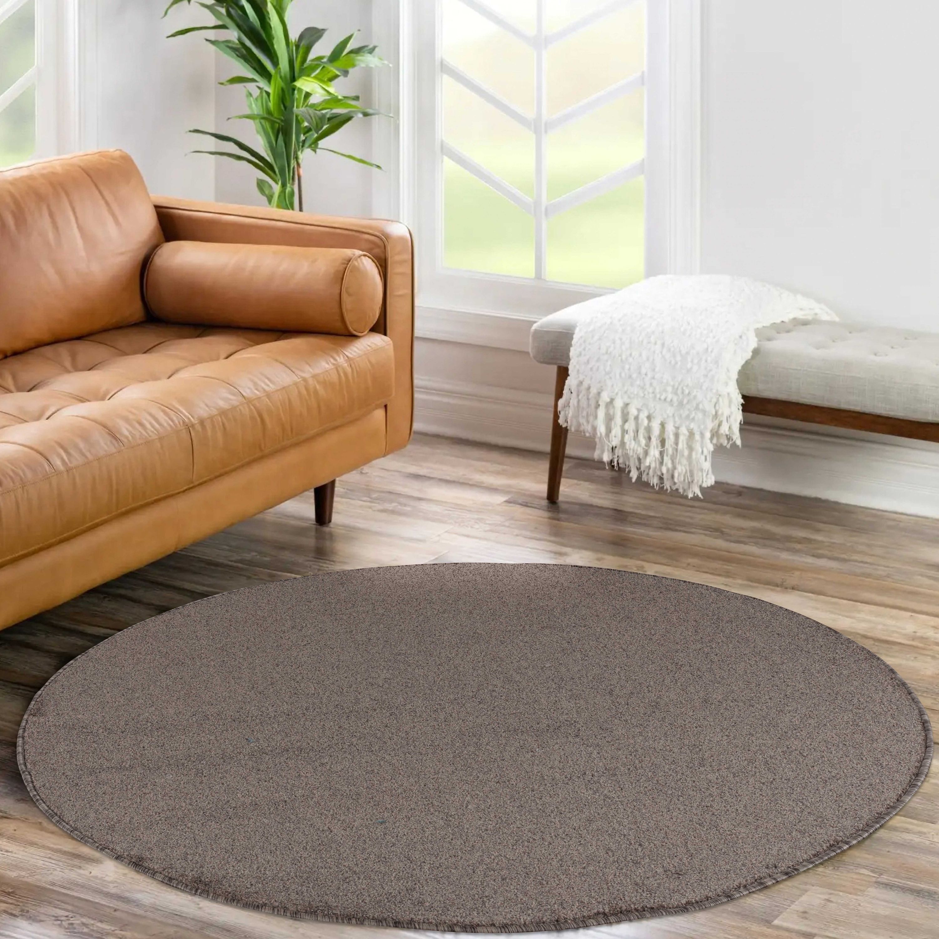 Tapis uni pour salon, chambre, cuisine, à poils courts, doux, couleur moka
