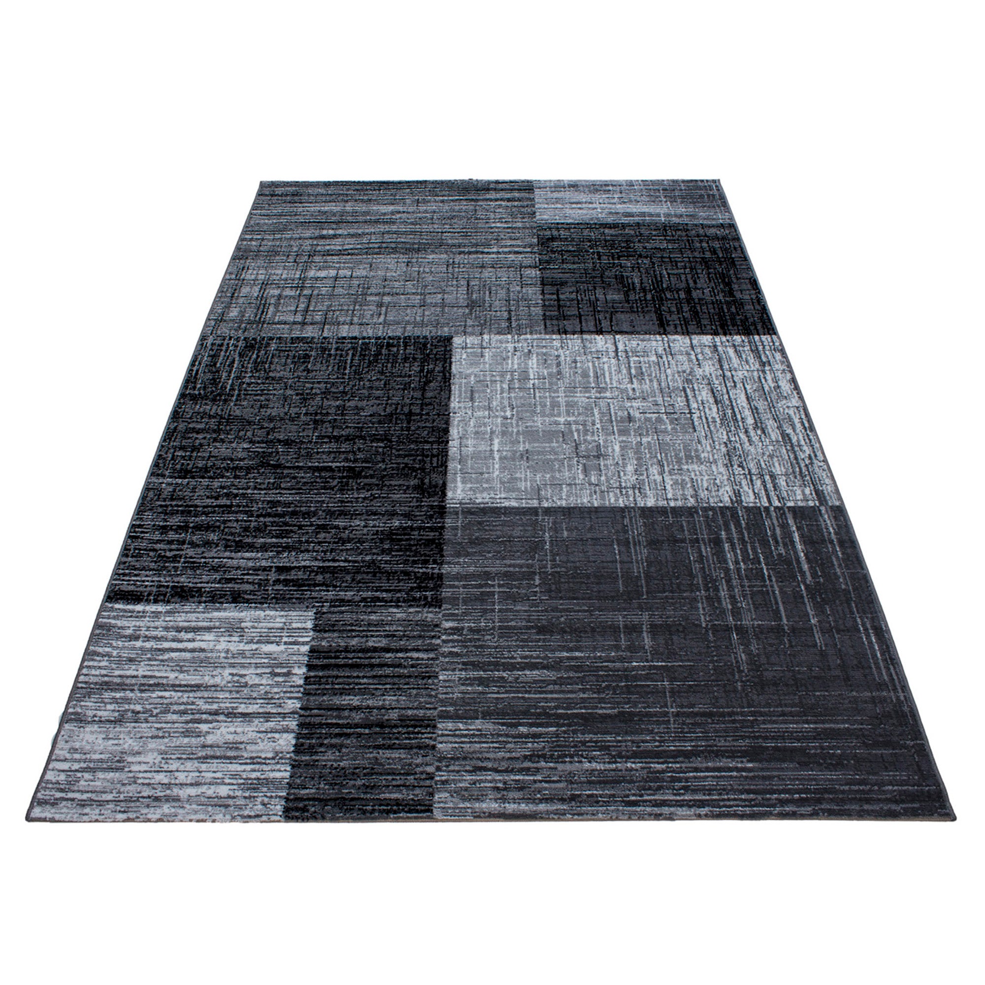 Modern short pile rug for living room, abstract checkered design, soft, easy to care for