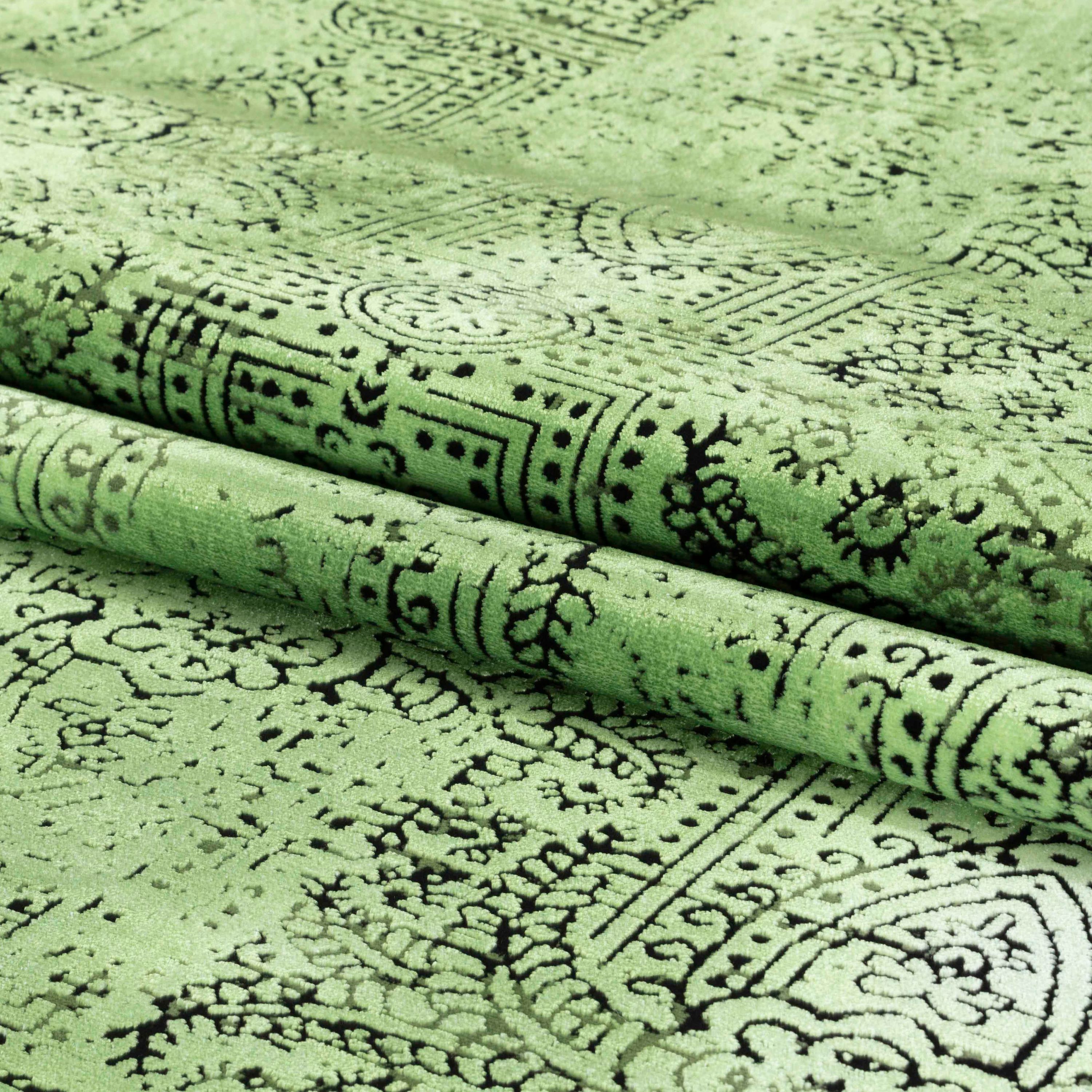Short pile thin carpet vintage design viscose look soft carpet living room