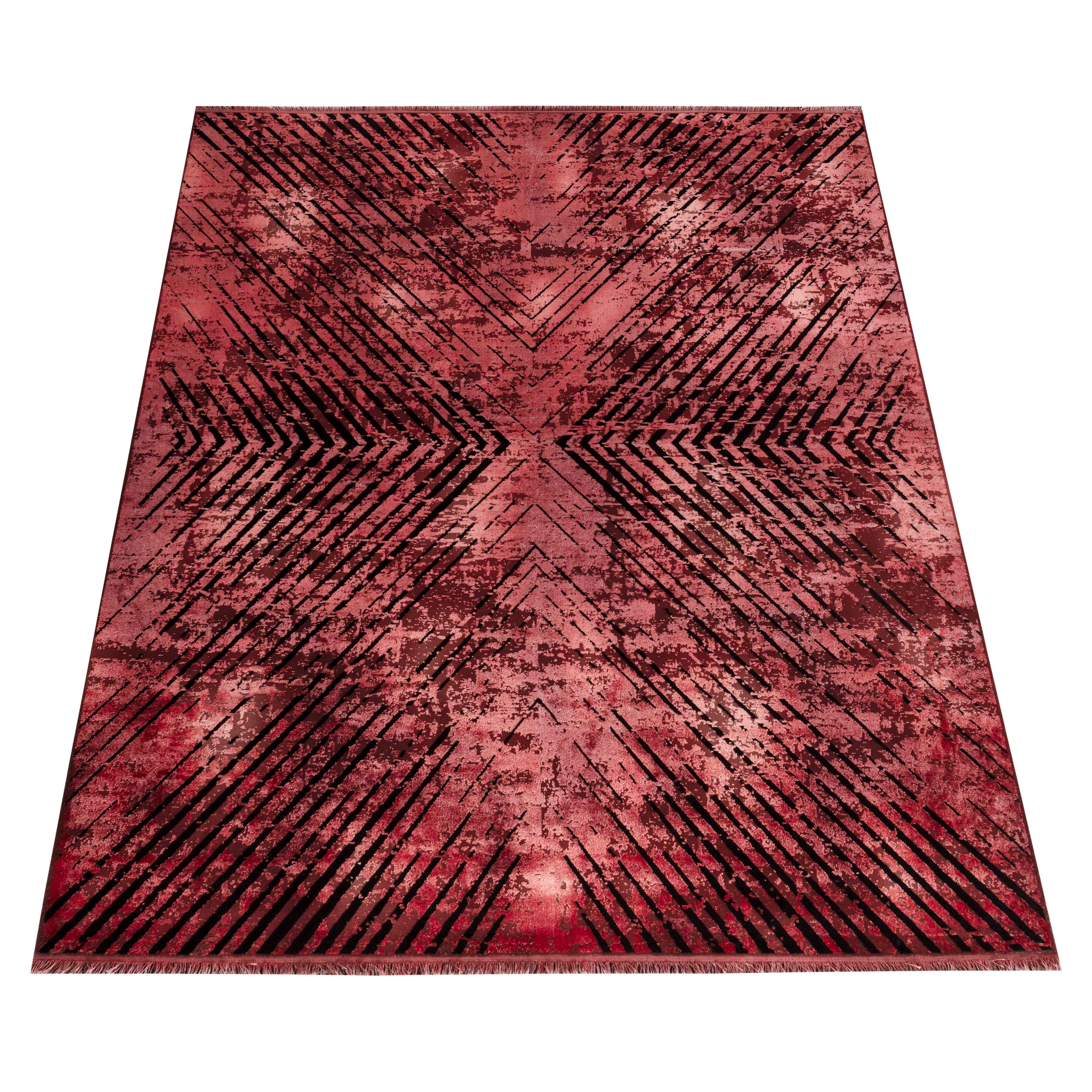 Modern short pile thin carpet vintage design viscose look carpet living room