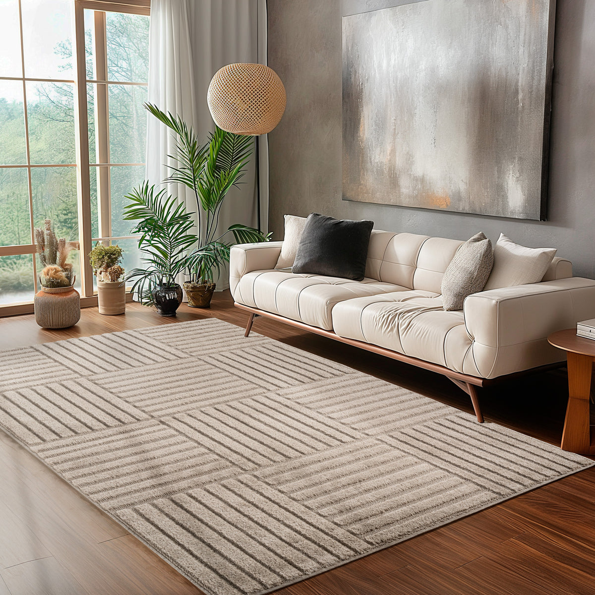 Carpettex Hochflor Teppich Skandi Boho Hoch-Tief Shaggy