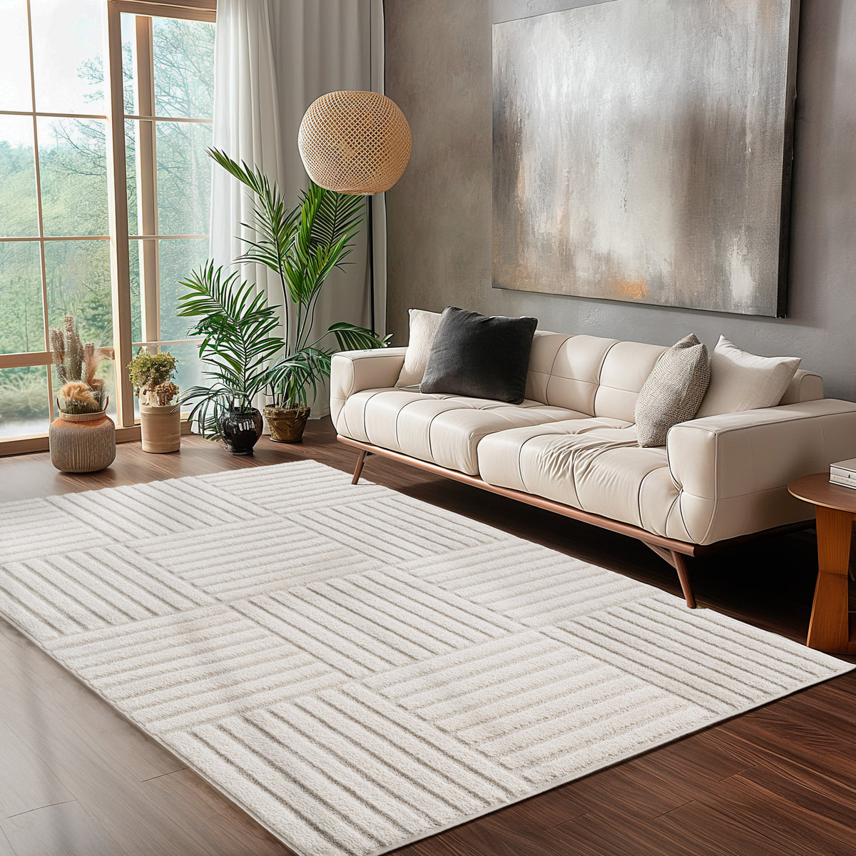 Carpettex Hochflor Teppich Skandi Boho Hoch-Tief Shaggy