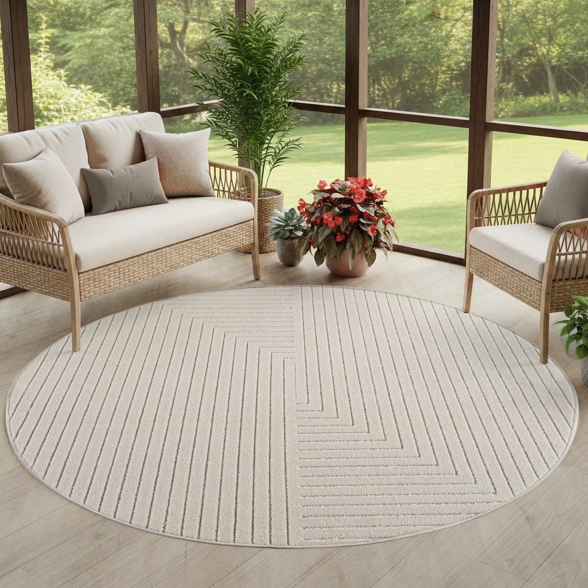 Carpettex Indoor & Outdoor Teppich Wetterfest Wohnzimmer Balkon, Waschbar Creme