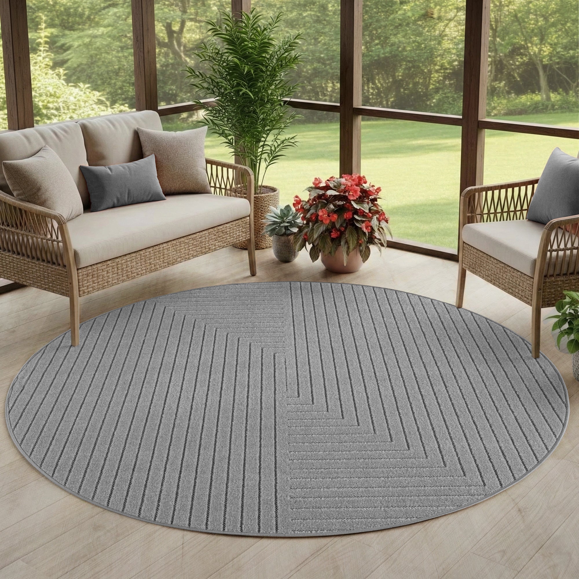 Carpettex Indoor & Outdoor Teppich Wetterfest Wohnzimmer Balkon, Waschbar Grau