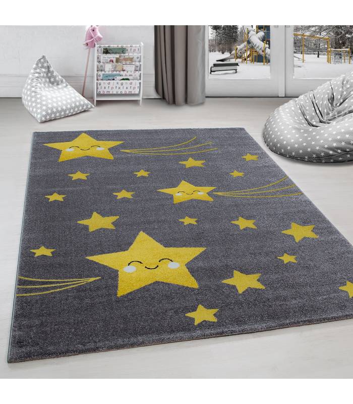 Tapis enfant poils courts phare bateau de mer chambre d'enfant gris beige