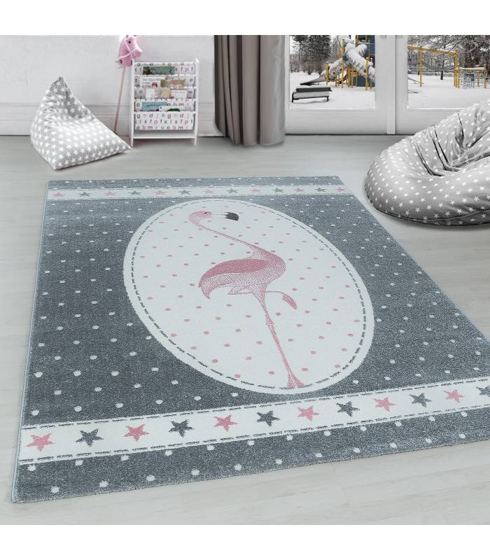 Tapis enfant poils courts phare bateau de mer chambre d'enfant gris beige