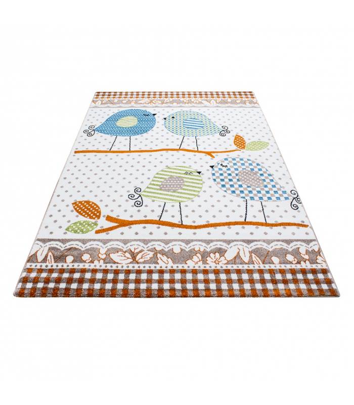 Tapis enfant poils courts phare bateau de mer chambre d'enfant gris beige