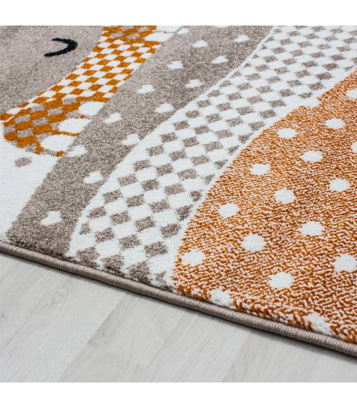 Tapis enfant poils courts phare bateau de mer chambre d'enfant gris beige