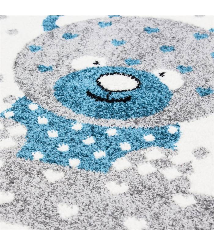 Tapis enfant poils courts phare bateau de mer chambre d'enfant gris beige