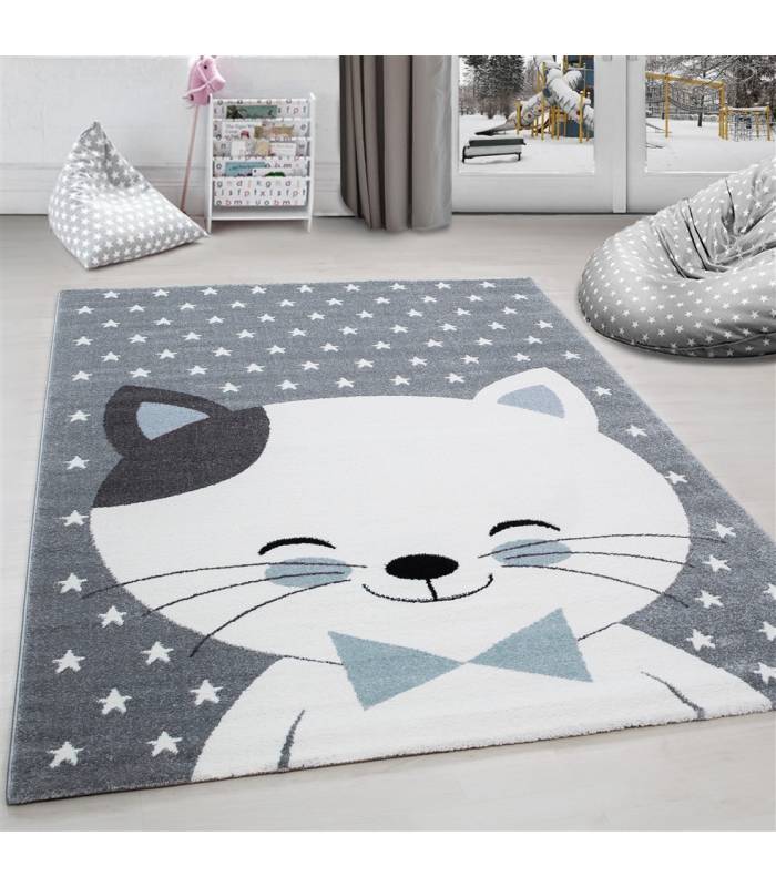 Tapis enfant poils courts phare bateau de mer chambre d'enfant gris beige