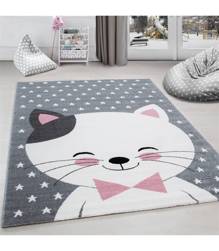 Tapis enfant poils courts phare bateau de mer chambre d'enfant gris beige