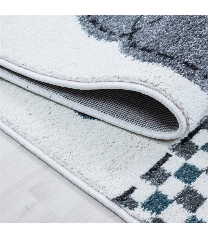 Tapis enfant poils courts phare bateau de mer chambre d'enfant gris beige