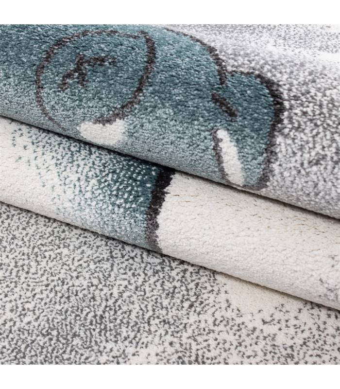 Tapis enfant poils courts phare bateau de mer chambre d'enfant gris beige