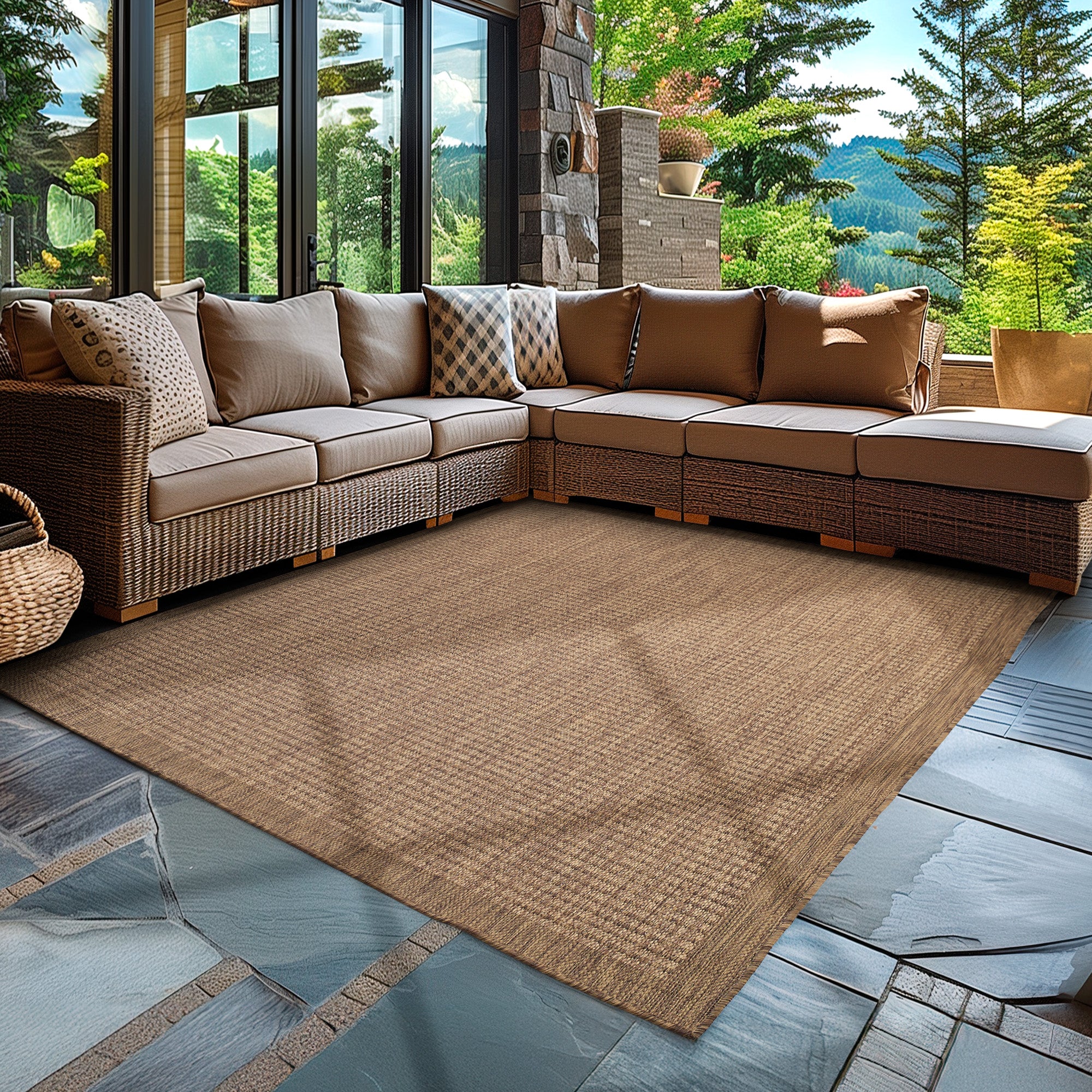 Tapis de couloir beige à poils longs pour salon, style bohème scandinave, motif 3D