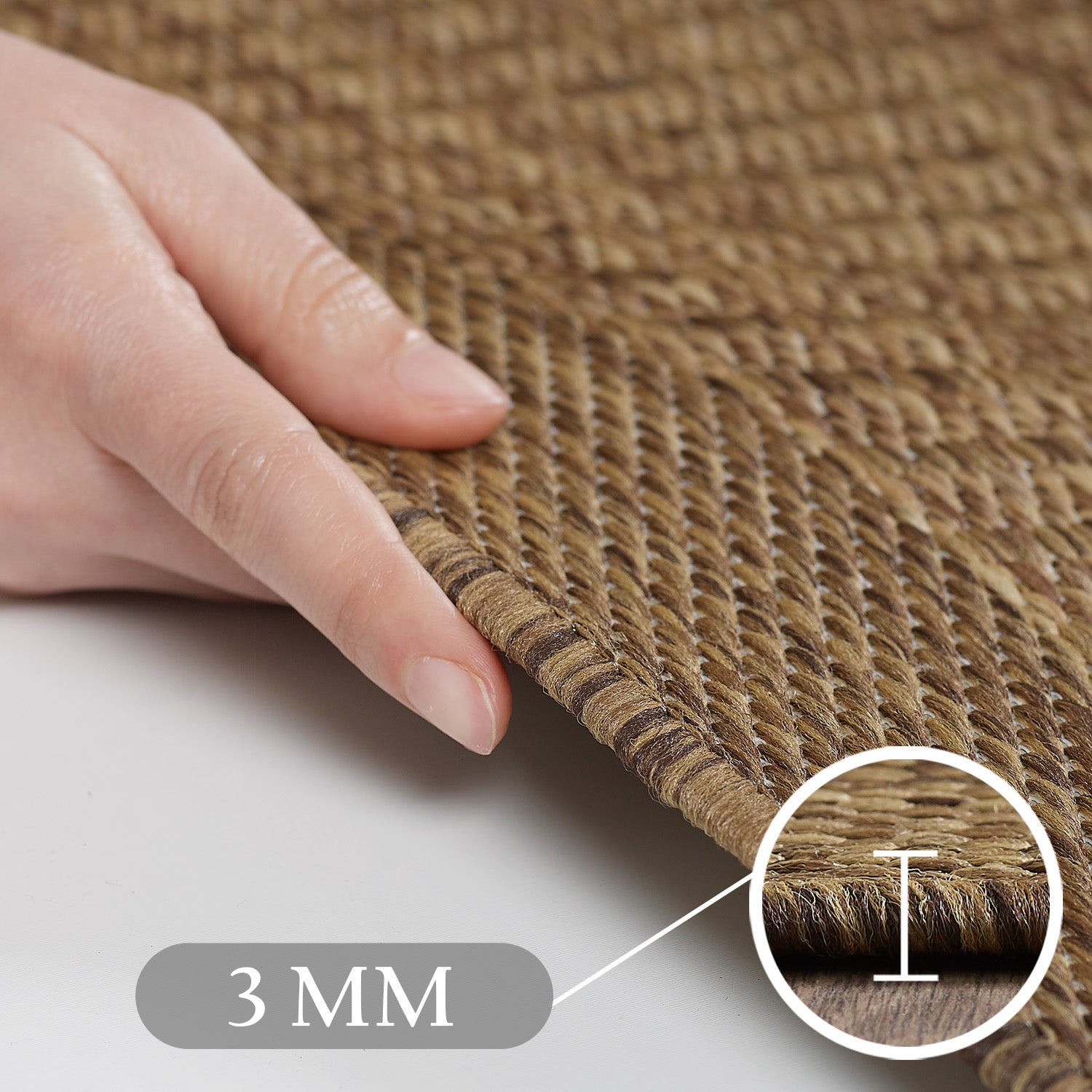 Tapis de couloir beige à poils longs pour salon, style bohème scandinave, motif 3D