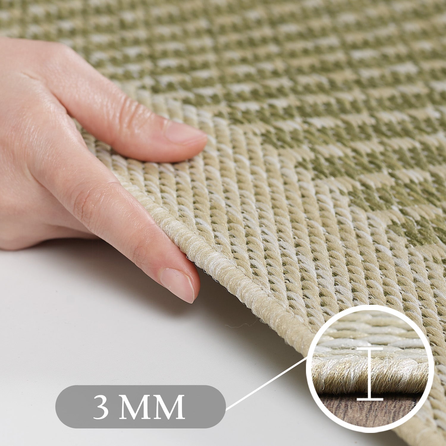 Tapis de couloir beige à poils longs pour salon, style bohème scandinave, motif 3D