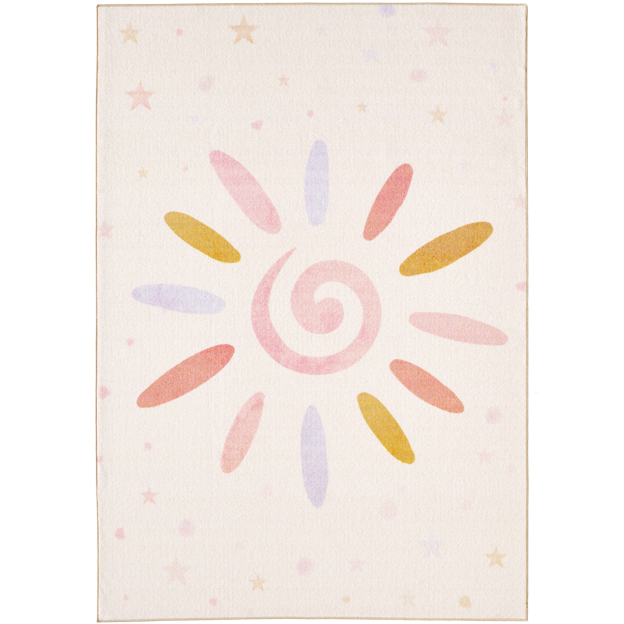 Cream-colored children's rug for girls and boys, fluffy, washable, soft